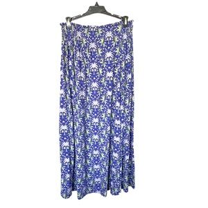 Boden Blue Palm Print Jersey Maxi Skirt With Pockets Size 4P